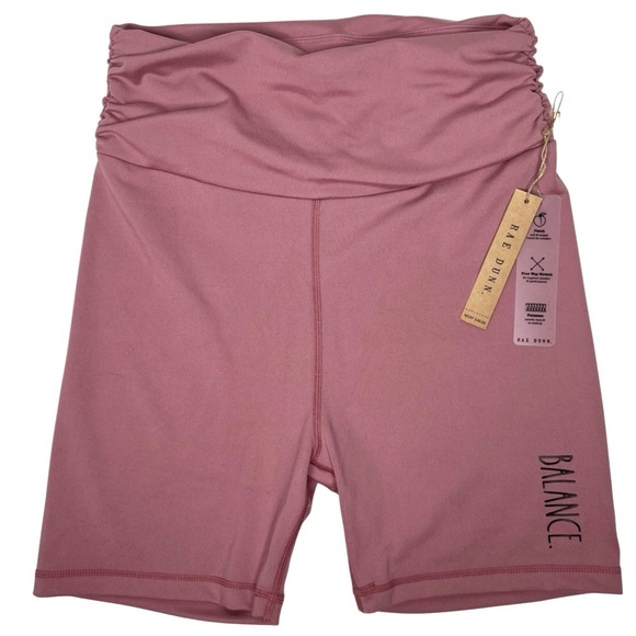 Rae Dunn New Shorts Pulse Bike BALANCE. Ruched Waist Nostalgia Rose Medium M NWT - Picture 1 of 15